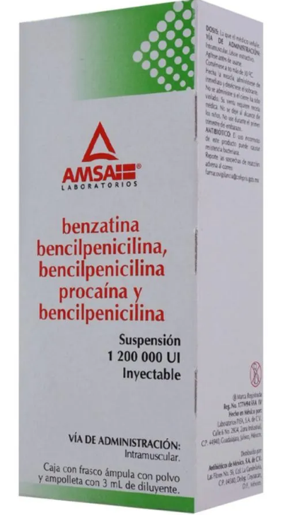Benzatina Bencilpenicilina Benzatínica Inyectable 1200000 UI 3ml AMP